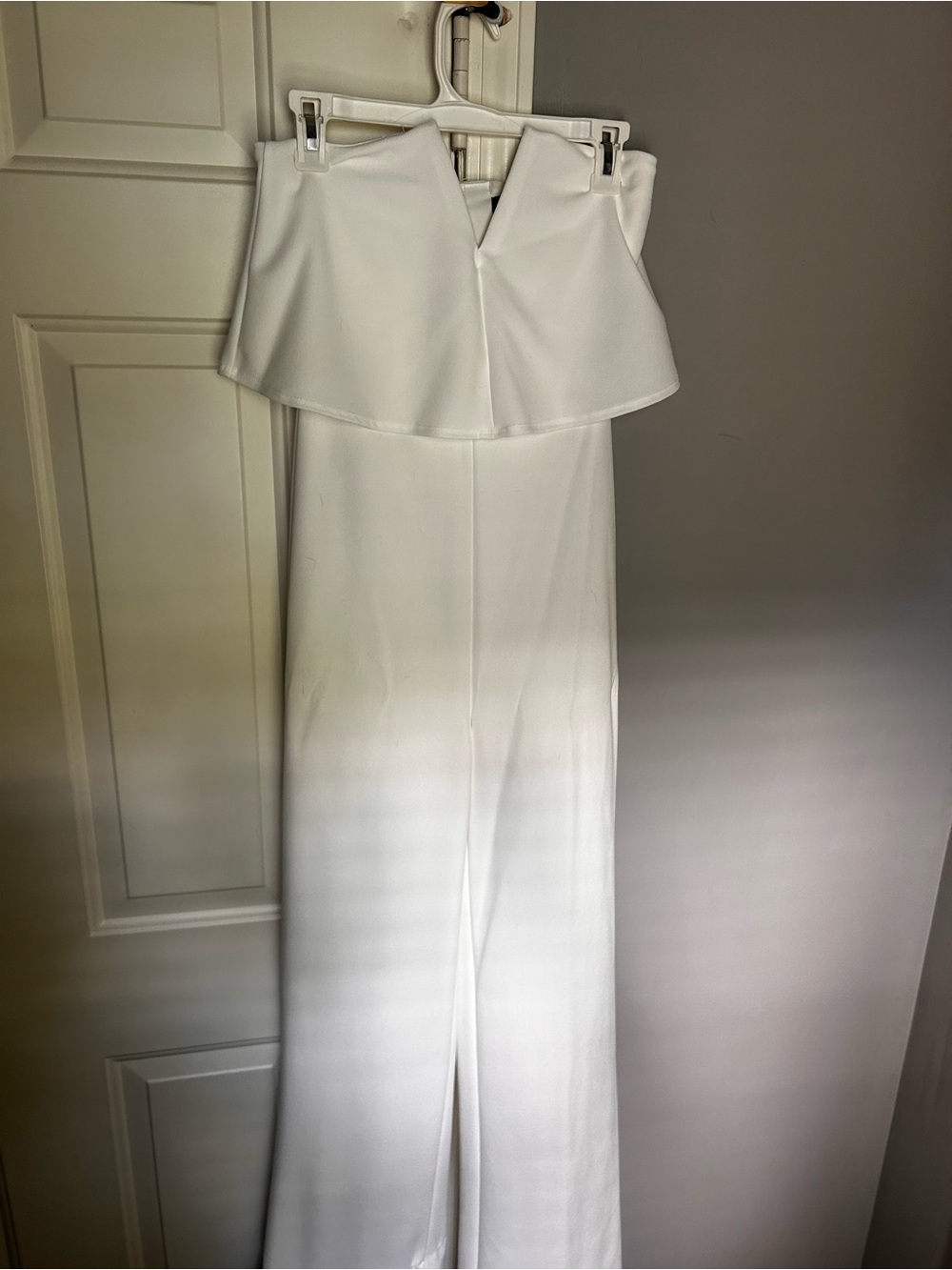 Lulu's White Strapless Ruffle Jumpsuit